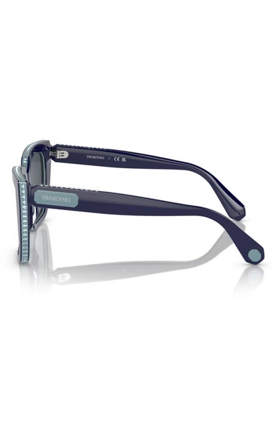 Shop Swarovski 54mm Square Sunglasses In Blue