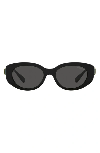 Shop Swarovski 53mm Oval Sunglasses In Dark Grey