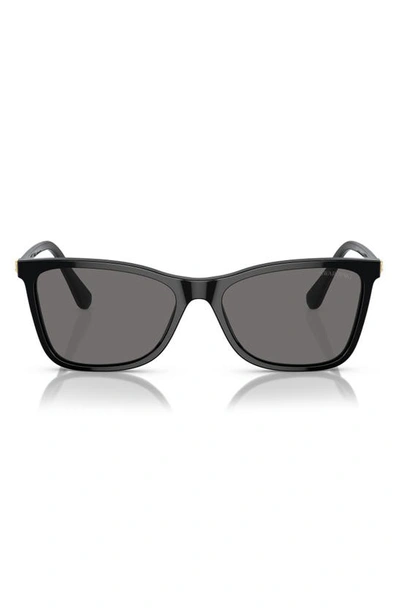 Shop Swarovski 55mm Polarized Rectangular Sunglasses In Black