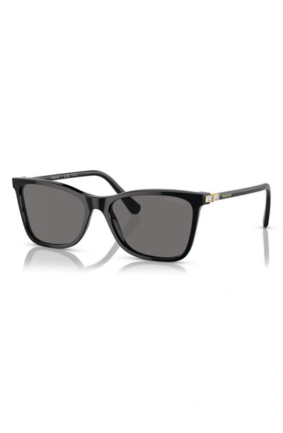 Shop Swarovski 55mm Polarized Rectangular Sunglasses In Black