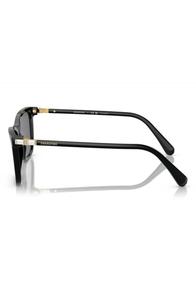 Shop Swarovski 55mm Polarized Rectangular Sunglasses In Black