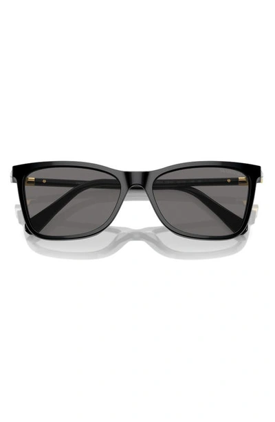 Shop Swarovski 55mm Polarized Rectangular Sunglasses In Black