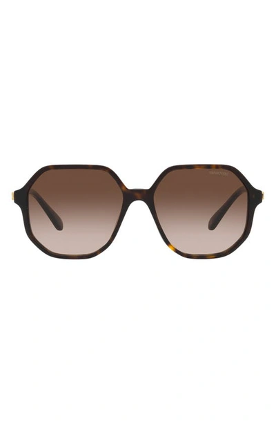 Shop Swarovski 57mm Gradient Octagonal Sunglasses In Havana