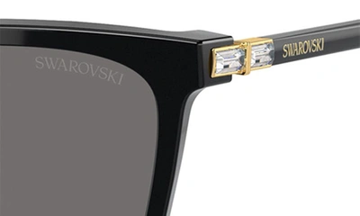 Shop Swarovski 55mm Polarized Rectangular Sunglasses In Black