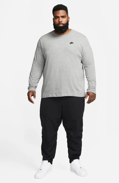 Shop Nike Sportswear Club Long Sleeve T-shirt In Heather Grey/ Black