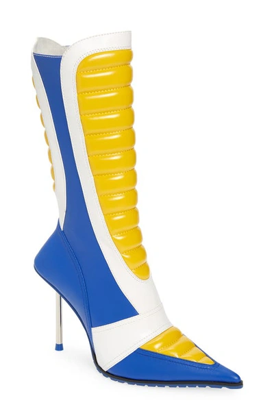 Shop Jeffrey Campbell Motorsport Stiletto Boot In White Blue Yellow