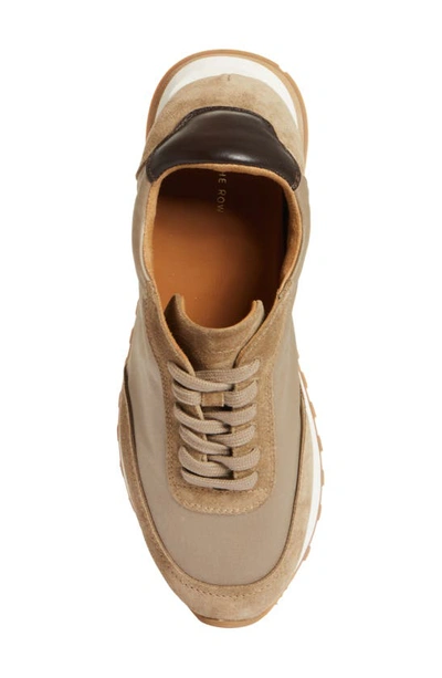 Shop The Row Owen Mixed Media Runner Sneaker In Grey/ Beige