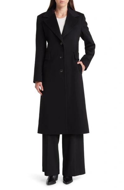 Shop Fleurette Holland Longline Wool Coat In Black