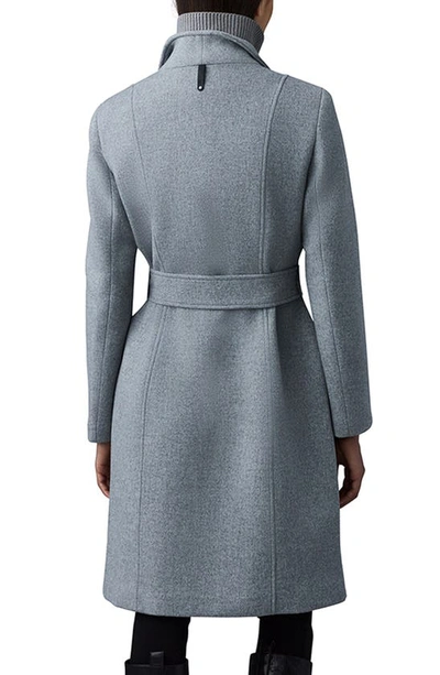Shop Mackage Nori-k Belted Double Face Wool Coat With Wool Blend Bib In Grey Melange