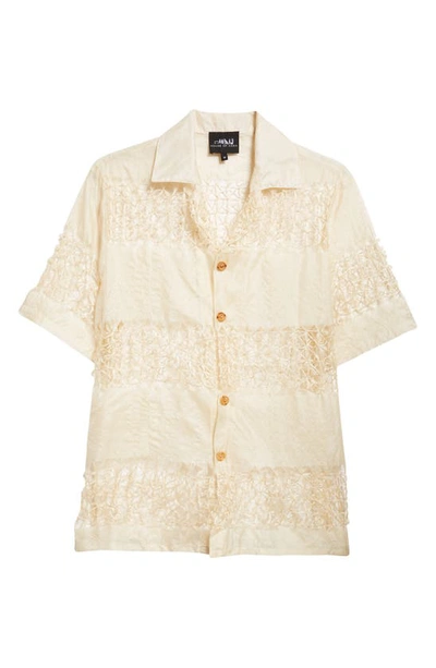 Shop House Of Aama Anancy Panelled Silk Button-up Shirt In Tan