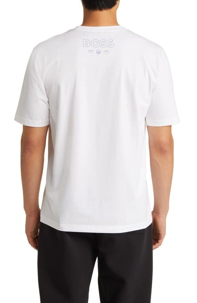 Shop Hugo Boss Boss X Nfl Stretch Cotton Graphic T-shirt In Detroit Lions White