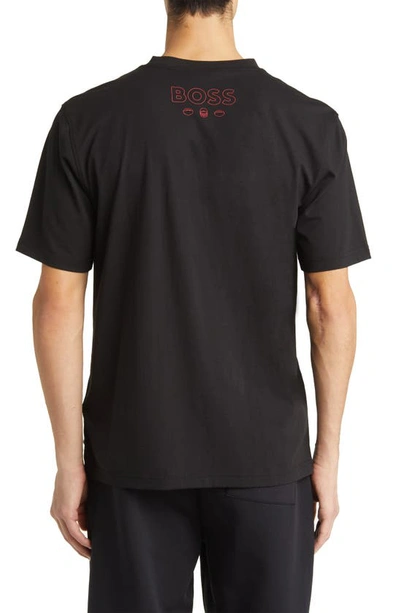 Shop Hugo Boss X Nfl Stretch Cotton Graphic T-shirt In Atlanta Falcons Black