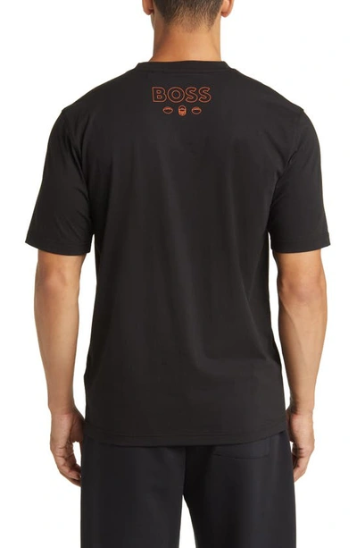 Shop Hugo Boss Boss X Nfl Stretch Cotton Graphic T-shirt In Chicago Bears Black