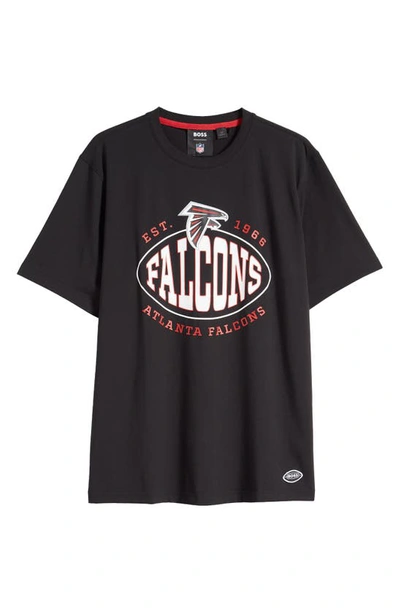 Shop Hugo Boss X Nfl Stretch Cotton Graphic T-shirt In Atlanta Falcons Black
