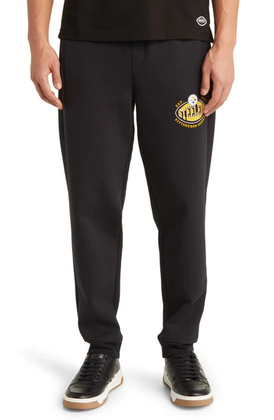 Shop Hugo Boss X Nfl Cotton Blend Joggers In Pittsburgh Steelers Black