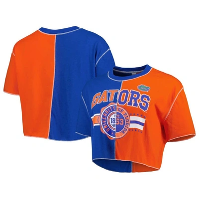 Shop Zoozatz Royal/orange Florida Gators Colorblock Cropped T-shirt