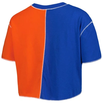 Shop Zoozatz Royal/orange Florida Gators Colorblock Cropped T-shirt