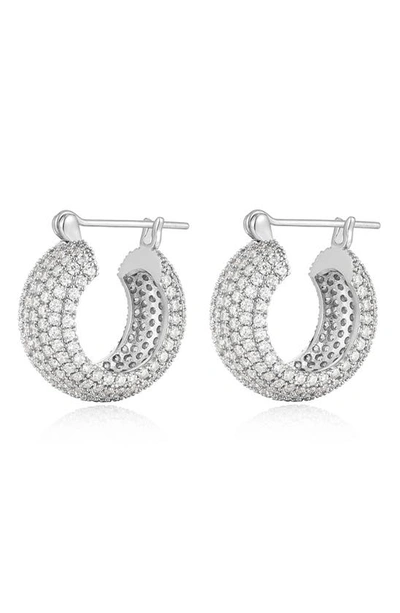 Shop Luv Aj The Pavé Royale Hoop Earrings In Silver