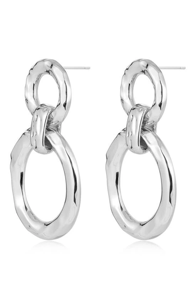 Shop Luv Aj Hammered Loop Drop Earrings In Silver