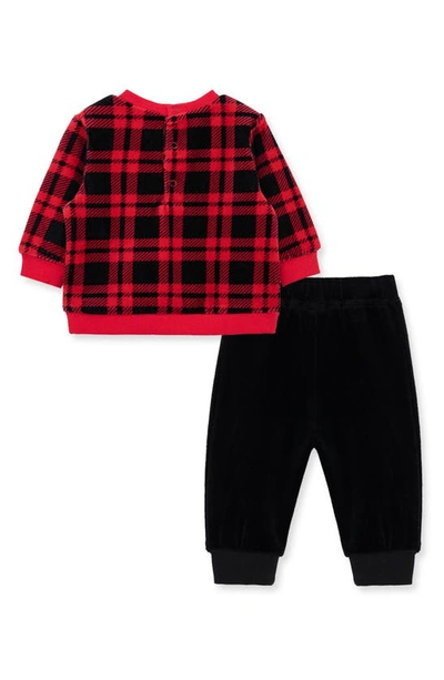 Shop Little Me Scottie Plaid Sweatshirt & Sweatpants Set In Black