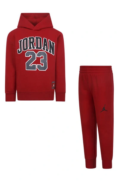 Shop Jordan Kids' Graphic Fleece Hoodie & Joggers Set In Gym Red