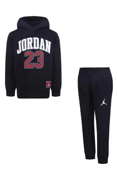 Shop Jordan Kids' Graphic Fleece Hoodie & Joggers Set In Black