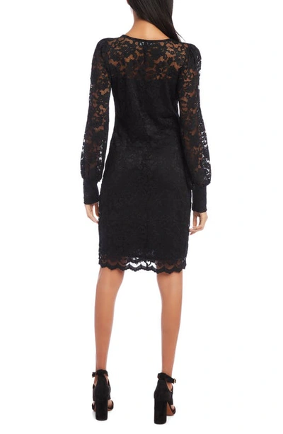 Shop Karen Kane Long Sleeve Lace A-line Dress In Black