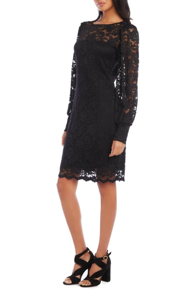 Shop Karen Kane Long Sleeve Lace A-line Dress In Black