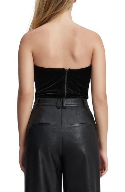 Shop Bardot Eleni Strapless Velour Bodysuit In Black