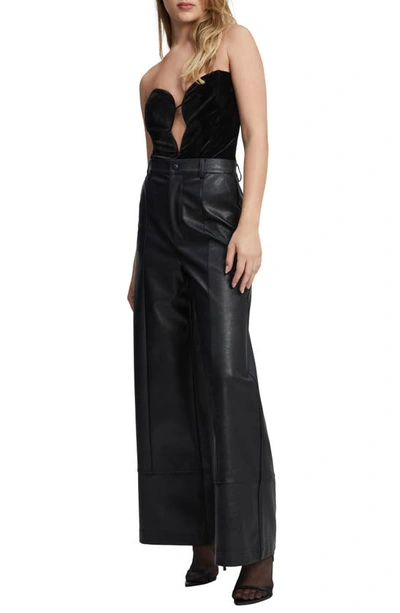 Shop Bardot Eleni Strapless Velour Bodysuit In Black