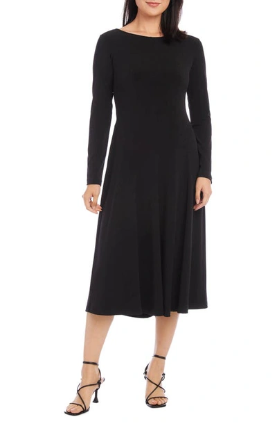 Shop Karen Kane Kate Long Sleeve Jersey Midi Dress In Black