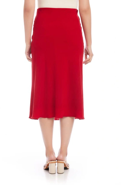 Shop Karen Kane Bias Cut Midi Skirt In Red