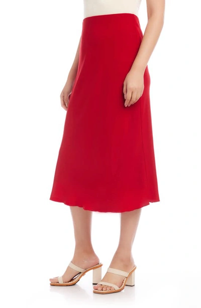 Karen Kane Bias Cut Midi Skirt In Red