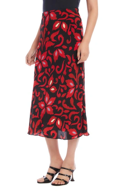 Shop Karen Kane Bias Cut Floral Midi Skirt In Print