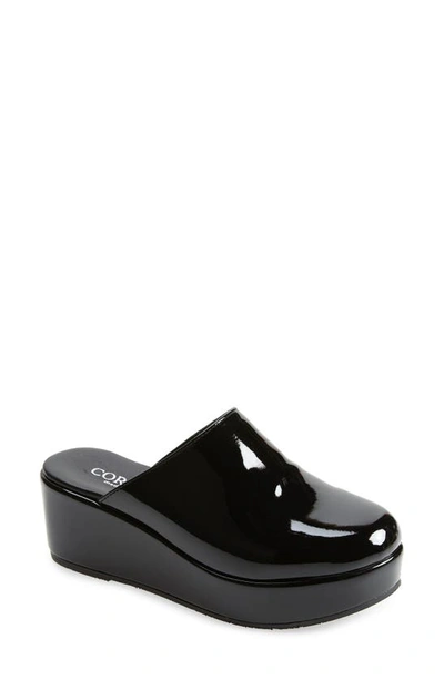 Shop Cordani Camryn Platform Wedge Mule In Vernice Synth Nero