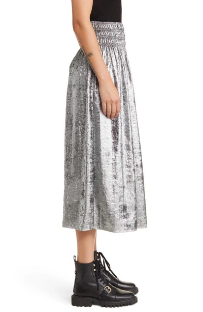 Shop The Great The Viola Metallic Skirt In Silver