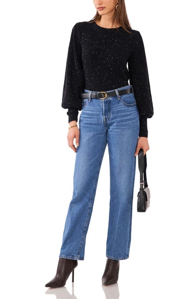 Shop 1.state Balloon Sleeve Rib Sweater In Rich Black
