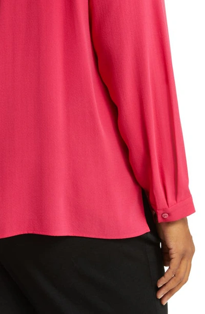 Shop Eileen Fisher Long Sleeve Silk Blouse In Azalea