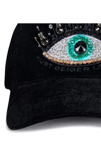 Shop Kurt Geiger Embellished Evil Eye Baseball Cap In Black