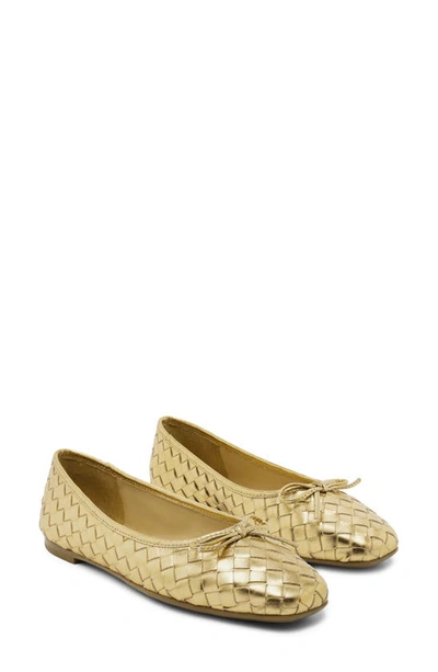 Shop Bernardo Footwear Gwynn Woven Ballet Flat In Gold