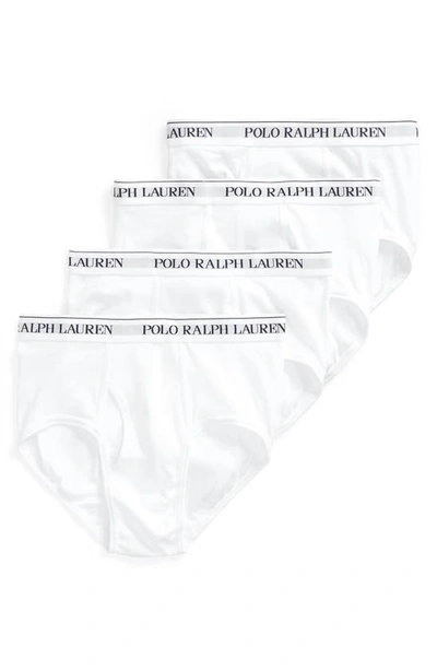 Polo Ralph Lauren Cotton Logo Waistband Briefs, Pack Of 4 In White