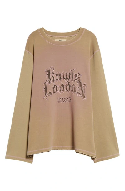 Shop Knwls Oversize Stretch Cotton Graphic T-shirt In Greige