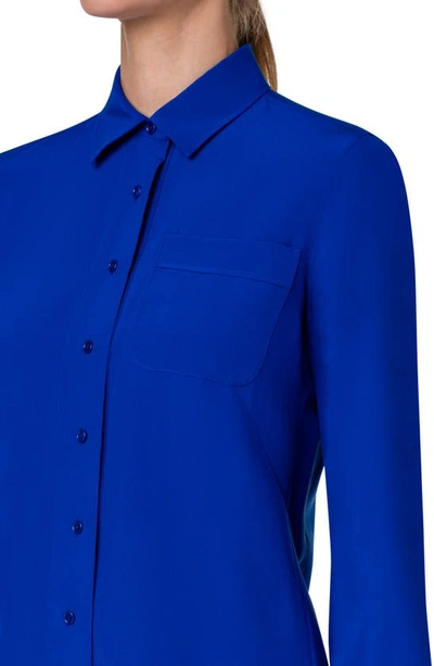 Shop Akris Silk Crepe Button-up Shirt In Ink