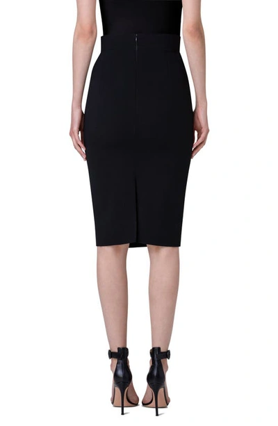 Shop Akris Wool Blend Pencil Skirt In Black