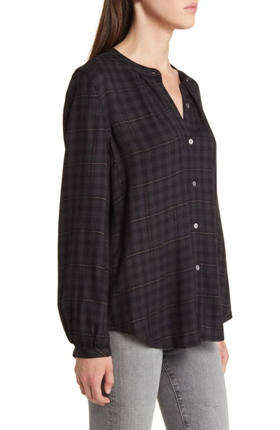 Rails Eloise Plaid Button-front Shirt In Onyx Lurex