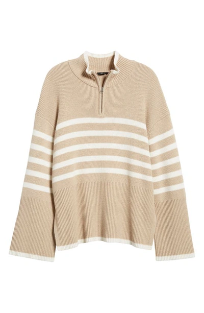 Shop Rails Tessa Stripe Wool & Cotton Quarter-zip Pullover In Sand Stripe