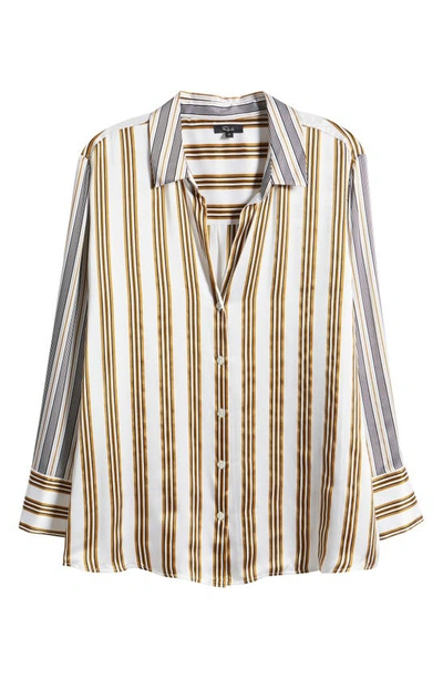 Shop Rails Dorian Stripe Silk Shirt In Bronze Mix Stripe