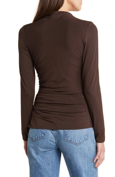 Rails Joelle Ruched Funnel Neck Top In Espresso