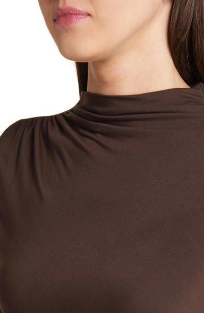 Rails Joelle Ruched Funnel Neck Top In Espresso