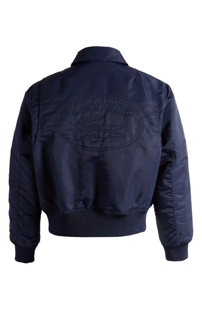 Shop Lacoste Zip-up Bomber Jacket In Marine